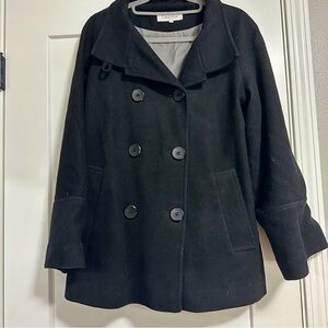 Wool Blend Pea Coat Double Breasted Calvin Klein
